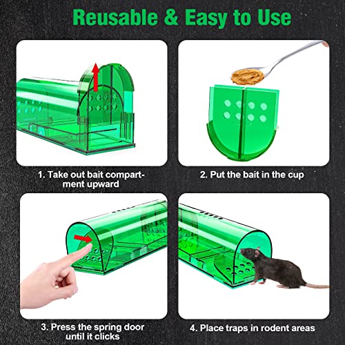 4 Pcs Humane Mouse Traps No Kill, Live Mouse Trap, Reusable Mice Trap Catch For House & Outdoors #TOP2