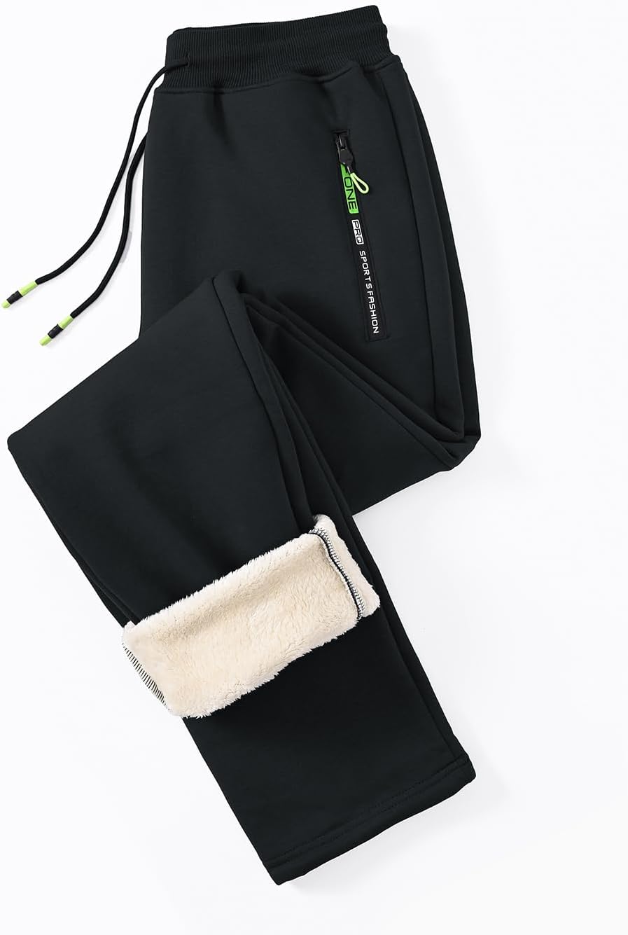 STICKON Mens Sherpa Lined Sweatpants Winter Warm Fleece Pants - Image 2