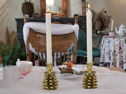 Bstgifts PINECONE CH Iron Pine Cone Candlesticks/Pine Cone Taper Candle Holders/Mid Century Christmas Decor/French Country Farmhouse Décor thumb #4