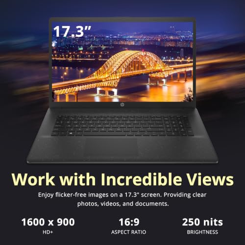 Image of HP 17.3 inch HD+ Laptop for Business & Students, Intel Core 5 120U, 32GB RAM, 2TB SSD + 128GB Docking Station, Intel Graphics, Full-Size Keyboard, Wi-Fi 6, HD Webcam, Windows 11 Pro, Black