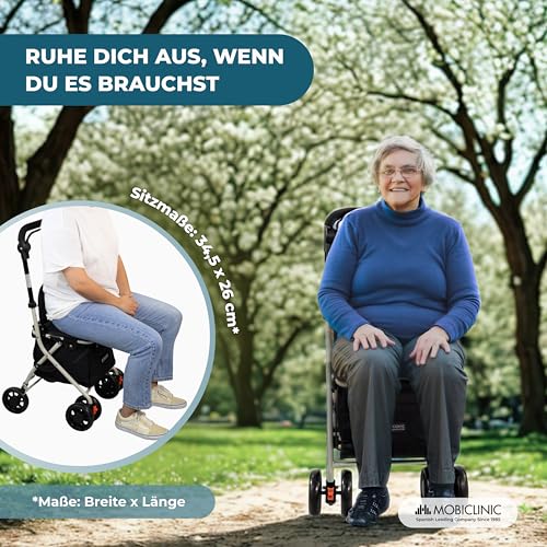 Mobiclinic®, Rollator, Coliseo, Mit großer einkaufstasche und sitz, 21 l, Faltbar leicht, Einkaufswagen,...