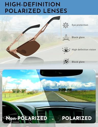 Image of BIRCEN Polarized Anti-Glare Sunglasses for Men: Lightweight Metal Wrap around Sun Glasses UV Protection for Driving Fishing