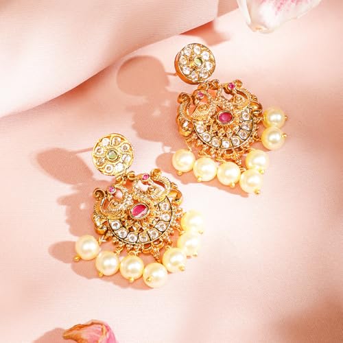 Image of Rubans Gold Plated Traditional Necklace Set Festive Jewellery Gift for Women & Girls