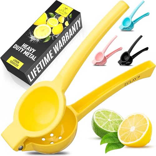 Image of Zulay Kitchen Metal Lemon Squeezer - Handheld Lemon Juicer Squeezer - Easy to Use Citrus Juicer - Manual Press for Extracting the Most Juice Possible - Extracts Every Last Drop