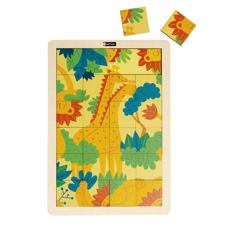 Puzzle de jirafas y león para niños, juego educativo de mesa y lógica