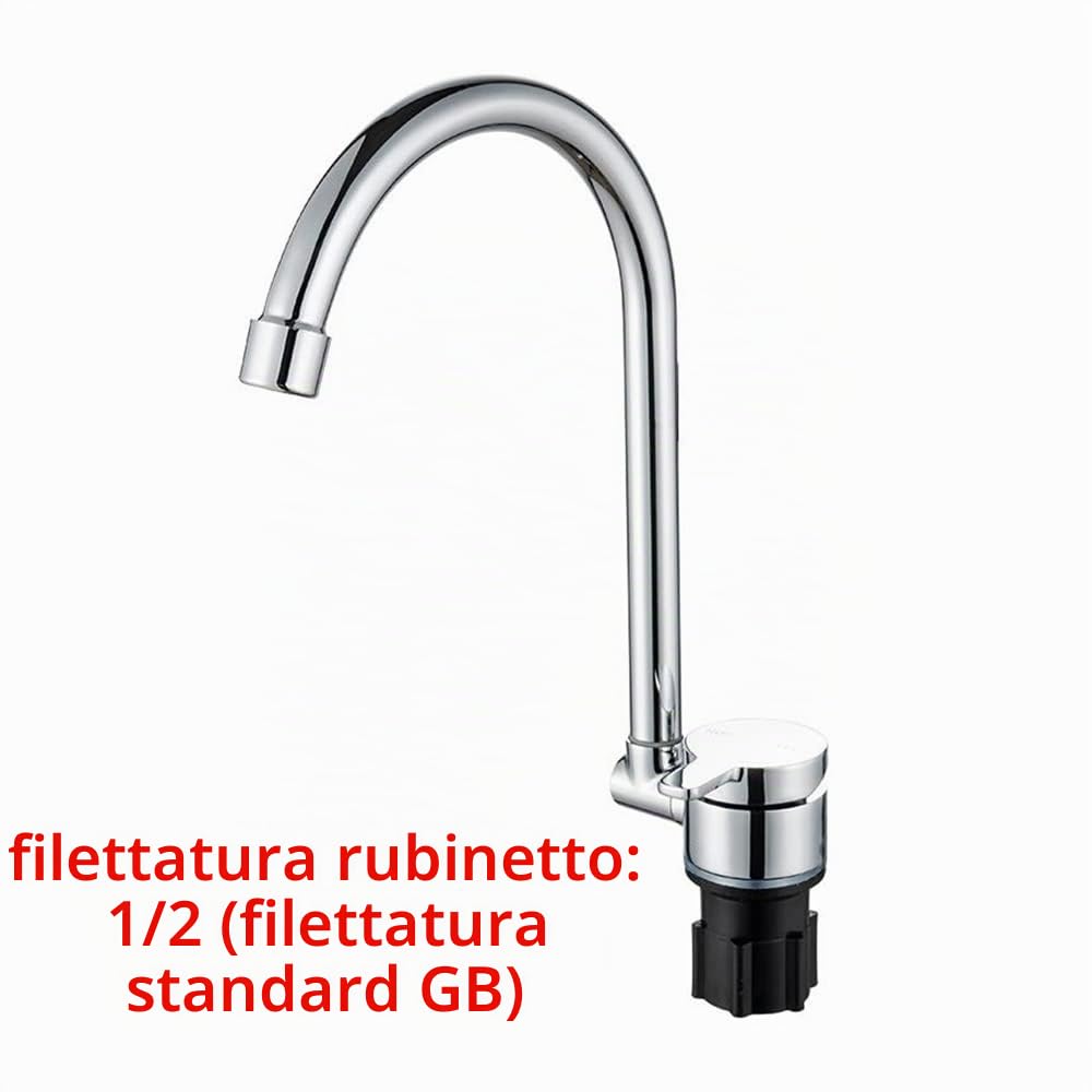Riloer Rubinetto pieghevole per camper universale per auto, roulotte, camper, girevole a 360°, miscelatore acqua fredda e calda, rubinetto