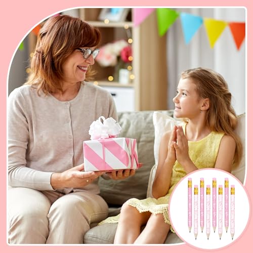 Lápices cortos con borrador lazo rosa 50 uds 4 pulg miniatura 5