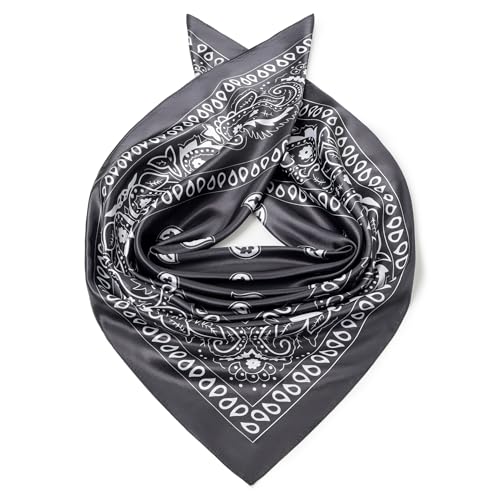 Image of 35 inch Men's Silk Cowboy Scarf - Oversized Western Bandana Neckwear, Large Square Scarf with Gift Packaging