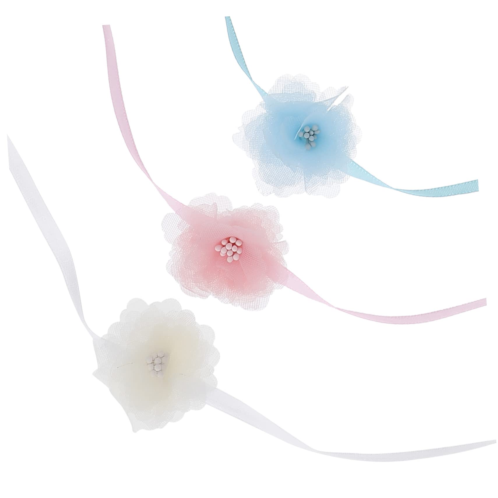 KOMBIUDA 15 Pcs Yarn Flower Strap Wrapping Ribbon Organza Ribbon Christmas Craft Ribbons Wedding Favors Cupcake Ornamental Straps Floral Decor Cloth Flowers Delicate Packaging Tape