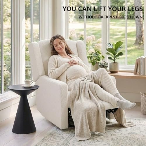 Image of Power Nursery Rocking Chairs Set of 2, Skin-Friendly Teddy Fabric Nursery Recliner Chair Swivel Gilder, Power Nursing Chair for Adults with Waist Pillow, USB Charging,Beige