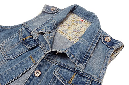Kedera Womens Denim Jean Vest Classic Junior Button Up Cropped Distressed Sleeveless Jean Jacket3