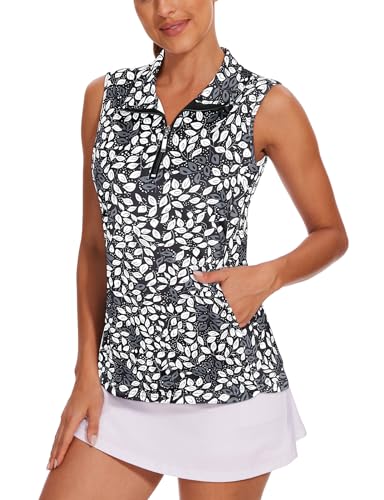 Tanst Sky Sleeveless Zip Golf Top