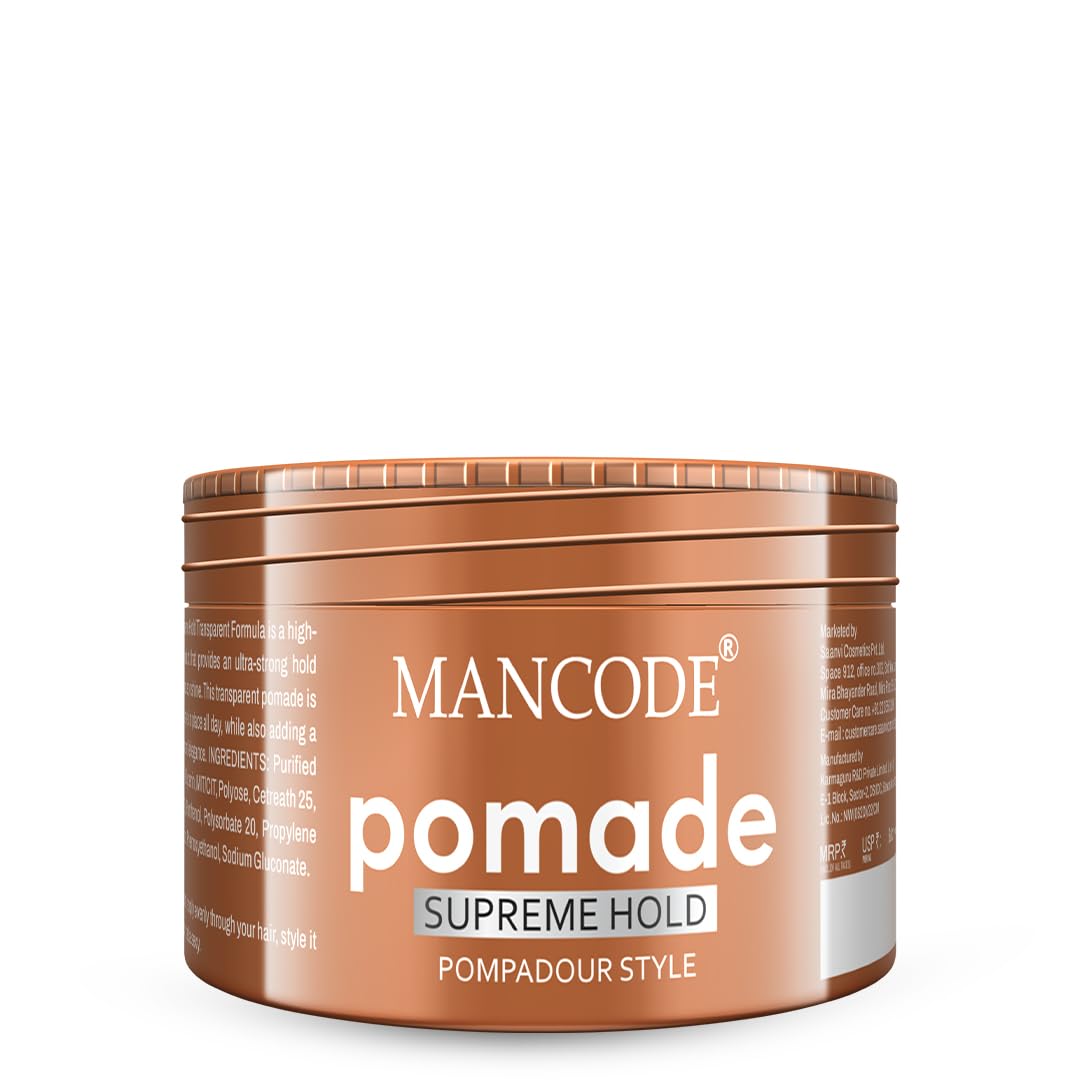 Mancode Hair Styling Pomade Wax for Men- 100ml | Supreme Hold, Glossy Finish, Non-Greasy, Water-Based Formula | 24-Hour Flexible Hold | Strong & Long-Lasting | All Hair Types