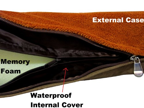 Ehomegoods 41"X27"X4" Sudan Brown Gusset Style Orthopedic Waterproof Memory Foam Pet Pad Bed For Medium Large Dog Crate Size 42"X28" With 2 External Covers #TOP3