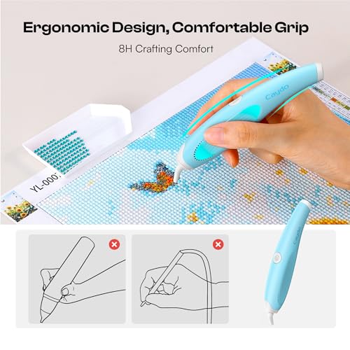 Image of Caydo Cordless Electric Diamond Painting Pen, E-Painter for Diamond Painting - Diamond Art Pen with Vacuum Technology, Ergonomic Design & Storage Tray - No Wax, Patented (Blue)