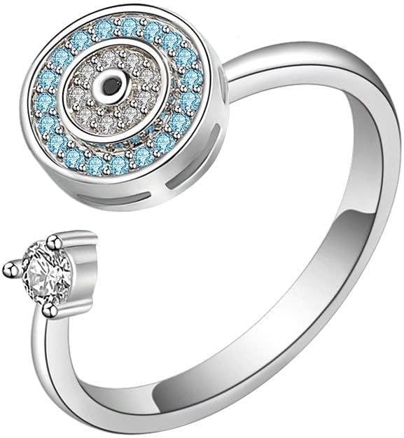 El Regalo Cubic Zirconia Blue Turkish Evil Eye Revolving Fidget Spinner Rings for Girls & Women - Dainty Stress Relief Adjustable Open Size 360° Rotating Finger Ring (B0CSFJF57C) Amazon Price History, Amazon Price Tracker
