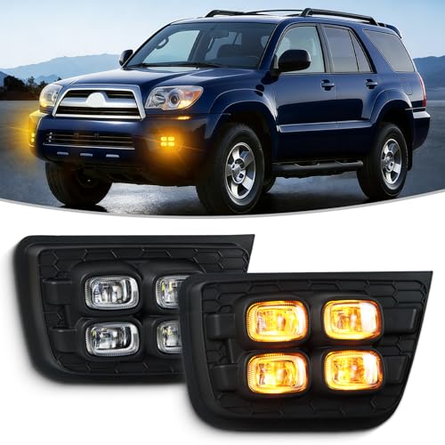 BINGIGOO 2PCS Front Fog Lights LED Switchback LED Daytime Running Amber Turn Signal light Compatible with Toyota 4Runner 2006-2009 SR5 Limited DRL