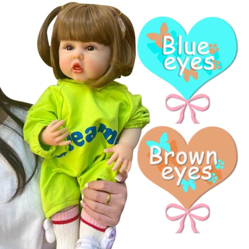 Lonian 22 Zoll 55 cm Vollsilikon Real Touch Reborn Baby Girl Puppe Kinder Badespielzeug wasserdichte Puppe (Blue Eyes) – Bild 4