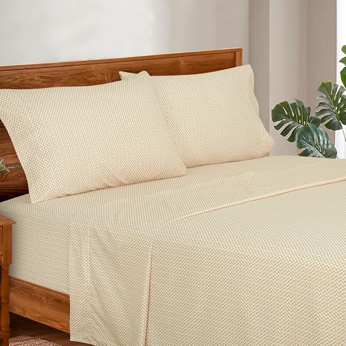 Image of ROYALE LINENS 4 Piece Queen Sheets Set - Soft Brushed 1800 Microfiber Bedding - 1 Fitted and 1 Flat Sheet, 2 Pillow Cases - Wrinkle Free & Fade Resistant - Hotel Luxury Bed Sheets Set (Clay, Queen)
