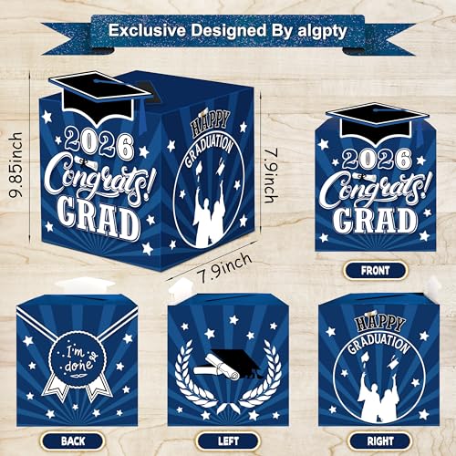 Image of Graduation Decorations Blue 2026 - Giant Guest Book Alternative,Graduation Cards Box with 36PCS Advice Cards,Signature Board Congrats Grad Decorations Supplies 2026