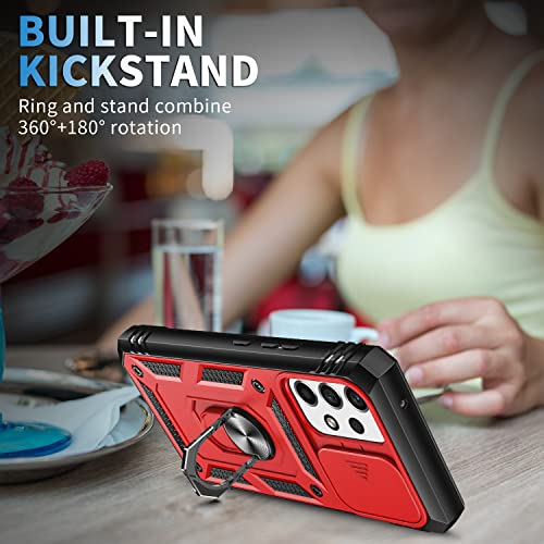 Coque Galaxy A53 5G PASNEW béquille rigide rouge et cache objectif - 6