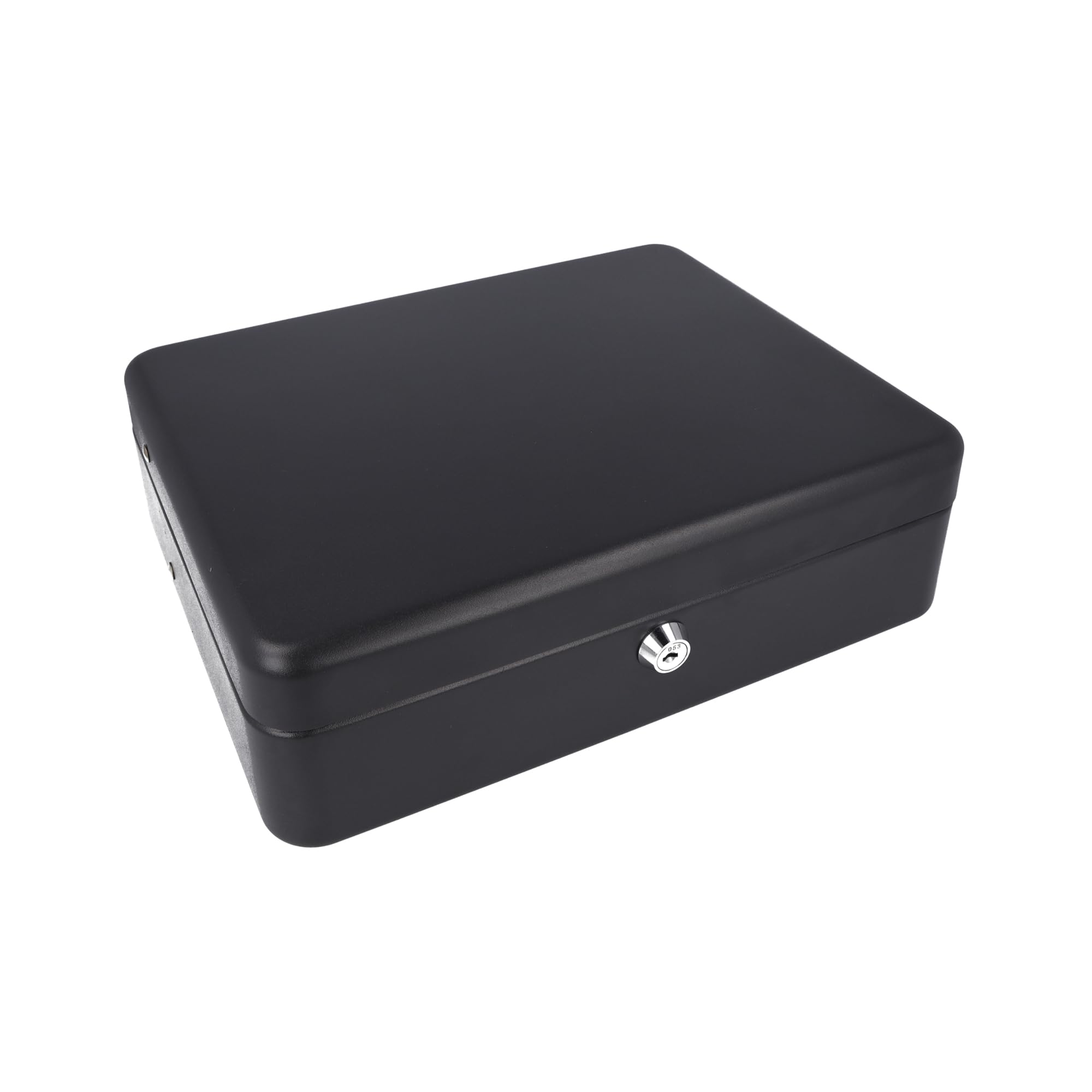 Westcott E-51003 E-51003 - Caja de caudales con cerradura cilíndrica (con 2 llaves, 4 compartimentos para billetes y tabla de conteo de monedas, 30 cm), color negro