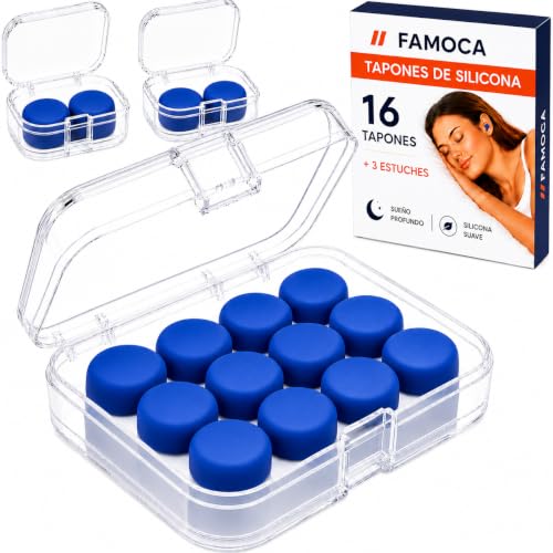 16 Tapones Para Dormir Silicona Moldeable Reutilizable Antiruido Comodos Oidos Sensibles Azul Reducen Ruido Ronquidos Vecinos Viaje Estuche Portatil Ajuste Personalizado Descanso Profundo Uso Diario