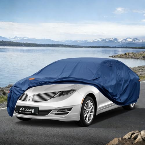 Image of Kaugung Custom Fit Sedan Car Cover for Lincoln MKZ (2006-2020), Heavy Duty Waterproof All Weather Outdoor Protection, Breathable Full Exterior Cover with Vent, Rain Sun Snow UV Proof