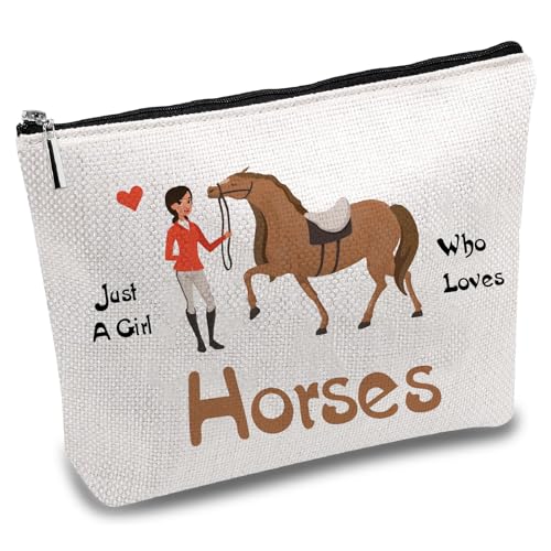 CREATCABIN Bolsas Maquillaje Lona para Caballos,Bolsa Cosméticos,Estuche Multiusos Portátil,Bolsa Metal con Cremallera,Bolsa Sublimación En Blanco,Bolsa Viaje,Bolsa Aseo para Bricolaje,Escuela,25x18cm