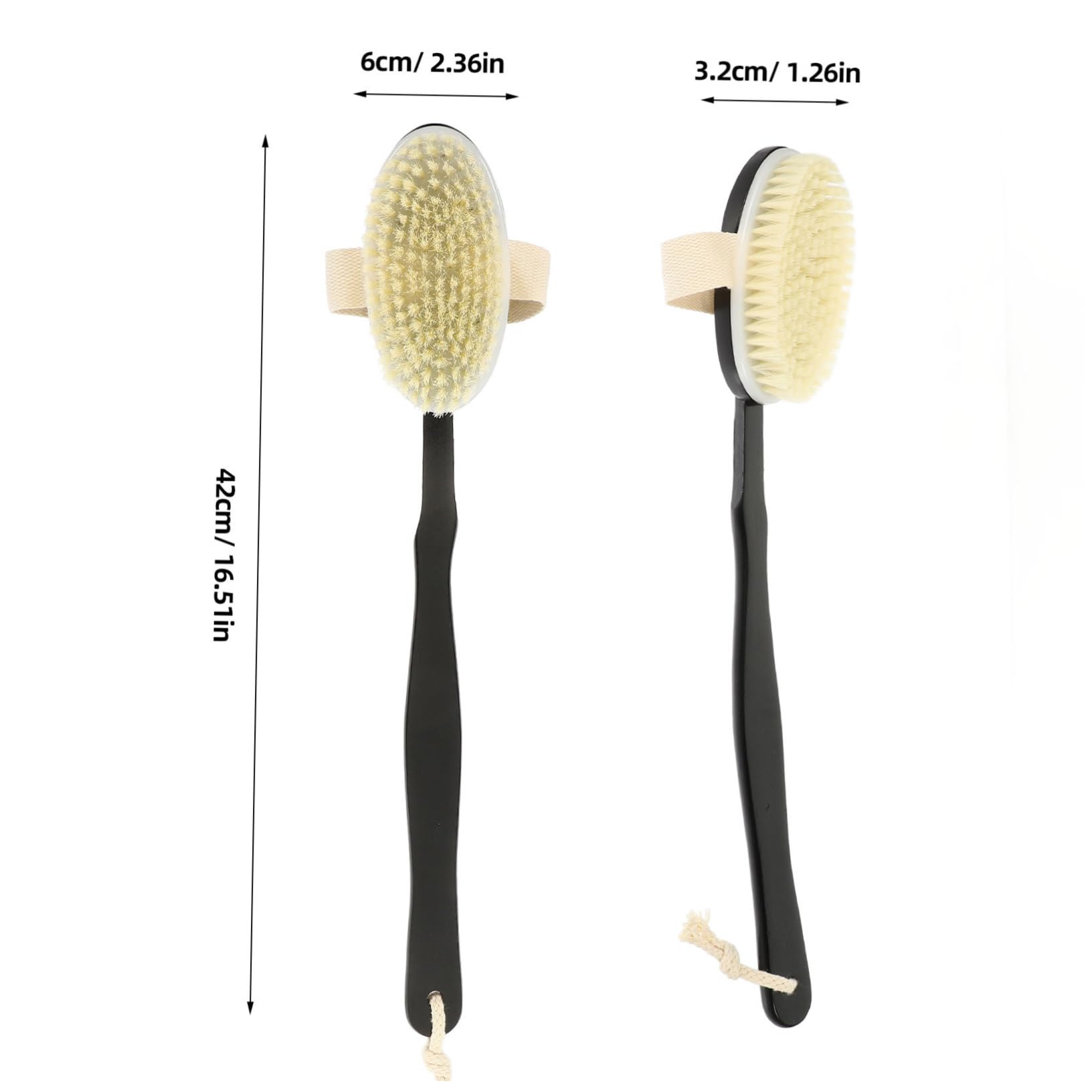 5St Badebürste Massagebürste Rückenschrubber körperbürste duschzubehör duschbürste Rückenwäscher für die Badewanne Bademassage-Reinigungsbürste Rückenbürste zum Duschen pp Black FRCOLOR