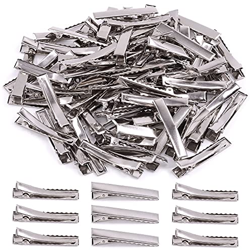 Mardatt 200Pcs 1.81 inch / 4.6 cm Alligator Hair Clips Bulk Silver Single Prong Hair Clips For Bows Making Hair Pins For Sectioning Hair Styling And Sectioning Hairdressing DIY Crafts