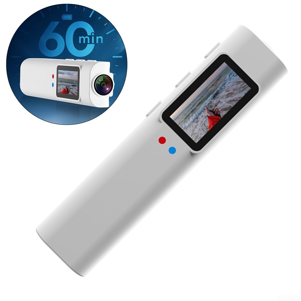 Cámara de video portátil 2K con lente gran angular de 110°, impermeable, WiFi, grabación en bucle, diseño compacto y ligero para aventuras al aire libre y deportes (blanco)