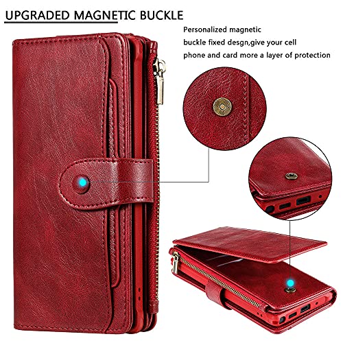 Housse portefeuille Samsung S9 rouge avec fermeture éclair et aimant