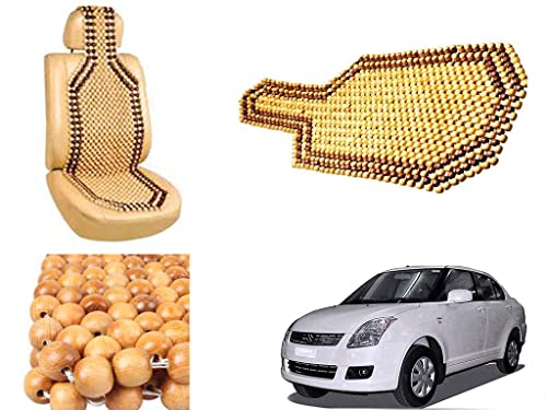 Image of Car Bead Seat Wooden Beads Cushion Cover Pad for Maruti Suzuki Swift Dzire Type 1, Acupressure Sitting Seat Cover | Cream Color - Pack of 1