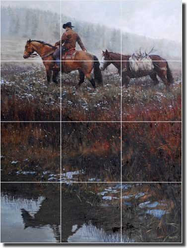 Western Tile Cowboy Western Ceramic Tile Mural Backsplash 18