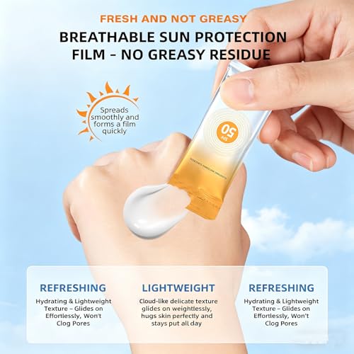 Xiuxixu 50PCS Travel-Size Sunscreen, SPF 50+ Mini Sunscreen Bulk,Moisturizing Travel Essentials for Face & Body,Lightweight,Non-Greasy,Portable for Outdoor Activities Daily Use
