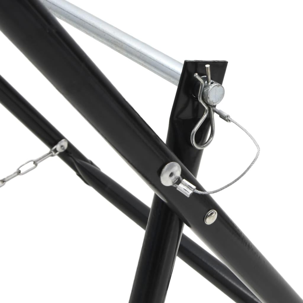 Carrello per tubo da 48 cm, 45 kg, nero, in acciaio verniciato a polvere, pieghevole e mobile, con avvolgitubo e supporto per tubo flessibile per irrigazione da giardino