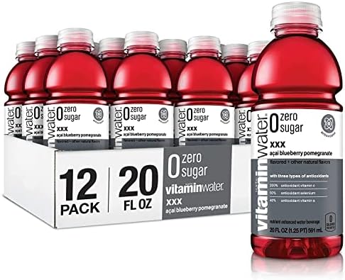 Vitamin Water ZERO Sugar Acai-Blueberry-Pomegranate - XXX, Electrolyte Enhanced Bottled Water ZERO Sugar, ZERO Calories - 20 Fl Oz (Pack of 12)