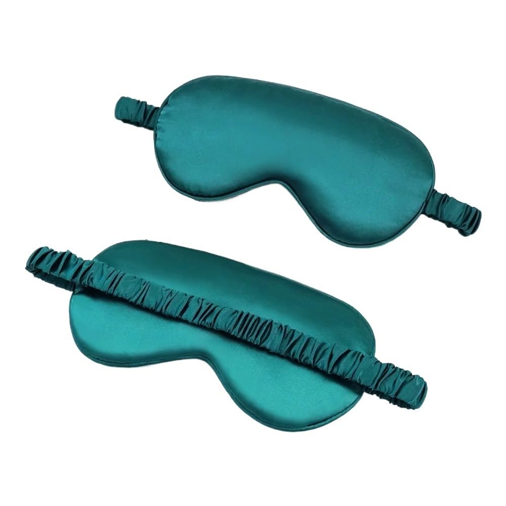Mascherina per occhi da donna, in finta seta, portatile, da viaggio, per riposare, benda per dormire, per notte (verde scuro, 4 pezzi)