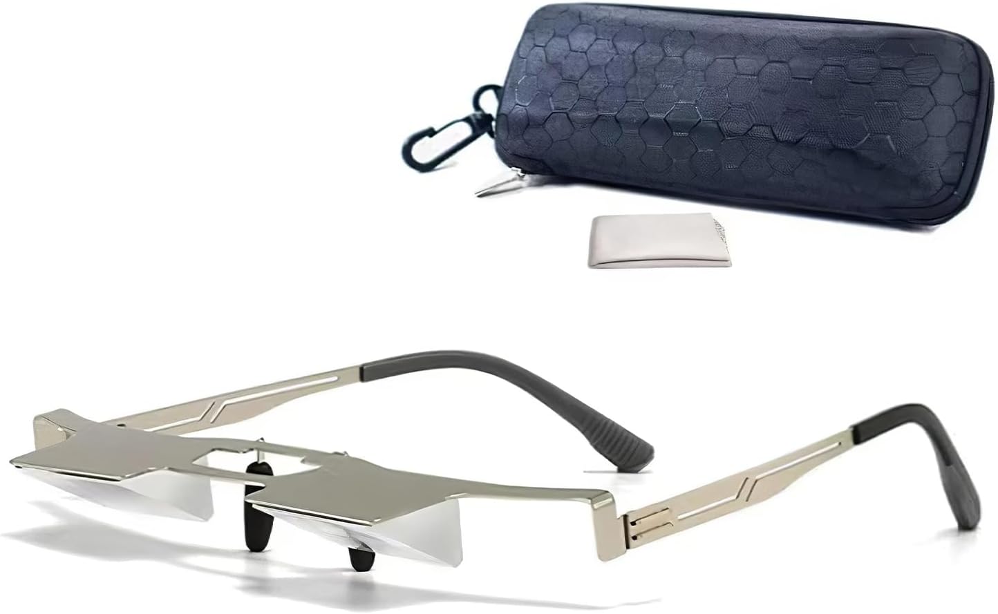 Lazy Glasses Prism Glasses for Watch TV, Read, or Browse Your Phone While Lying Down，New Upgraded Lighter and Clearer Lazy Glasses Spectacles for Lying Down, Reducing Neck and Cervical Strain (Silver)