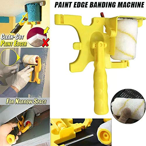 Paint Edger Roller Brush Paint Edger Tool Clean Up Paint Edger Combo Kit with 2 Replacement Rollers and 2 Brushes for Walls Ceiling Indoor Outdoor Painting