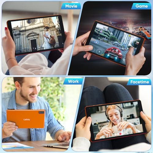 Callsky-Tab Android Tablet 8 Inch, 12(4+8) GB RAM, 64GB ROM(2TB Expandable), Octa-Core, Wi-Fi 6 & Bluetooth 5.4, Dual Speakers, Metal Body, 6 FT Charging Cable, Reinforced Type-C Port, Orange - Image 7