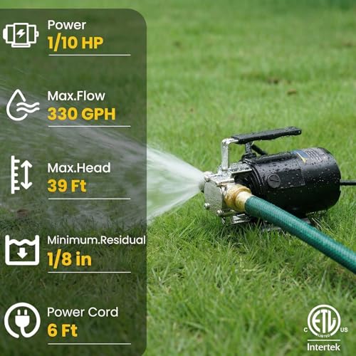 Image of Trupow Water Transfer Pump, 115V 1 /10HP 330GPH Electric Utility Water Pump with 6ft Water Hose Kit, Portable Small Water Pump For Pool Draining, Removing Water From Rain Barrel, Aquariums, etc.