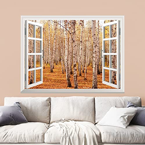 wall26 Removable Wall Sticker/Wall Mural - Autumn Birch Forest |