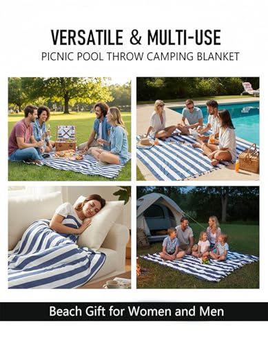 Image of Yongoes Oversized Turkish Beach Towel Blanket Cotton Giant XL Sandproof Towels Huge Linen XXL Extra Large Big Throw Quilt Blankets for Adults Cloud Travel Camping Glamping Accessories Essentials