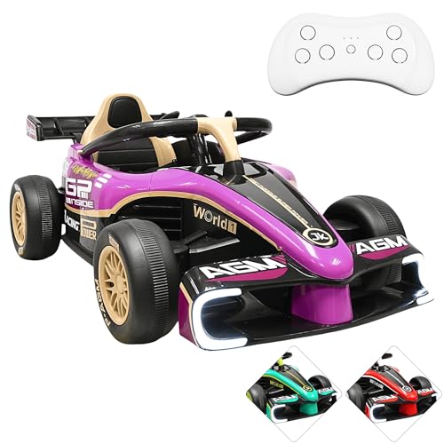 Joykoo -Montable Electrico para Niños Carro de Carreras Formula 1 Conexión Bluetooth USB Función Mecedora Música Control Remoto Batería...