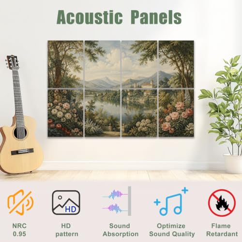 8 Pack Paneles Acústicos de Arte Absorbentes de Sonido Paisaje Botánico Romántico para Pared 48"x32" miniatura 3