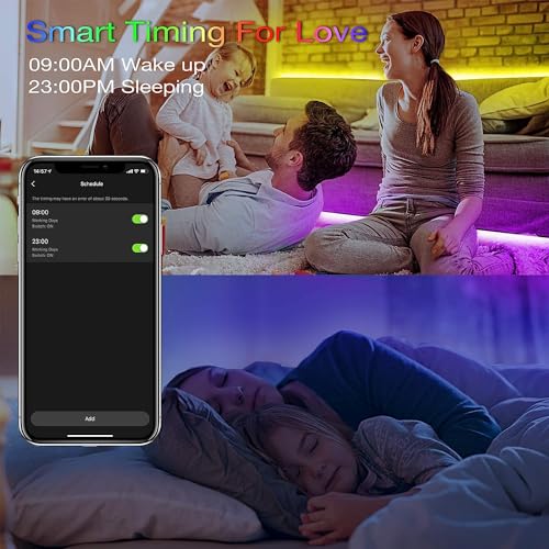 Image of hyrion Alexa LED Strip Lights for Bedroom 200ft, Smart Wireless RGB | Work with Google Assistant, Music Sync, 16 Million Colors lights, App /Remote /Voice control, Perfect for room decor and party