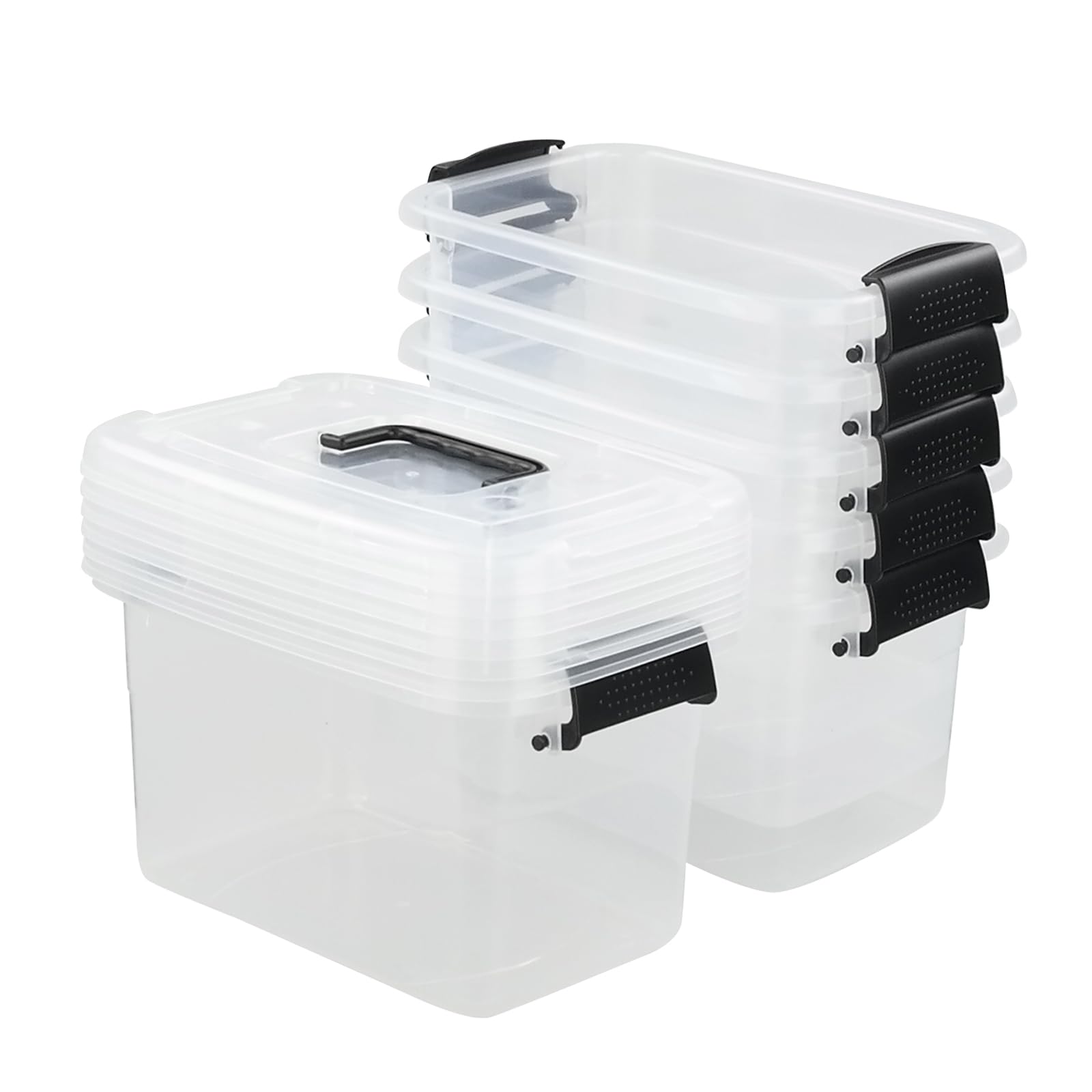 Rinboat Clear 6 L Plastic Storage Box, Small Latching Storage Box, Set Of 6