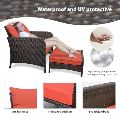 LEVELEVE-Balcony-Furniture-5-Piece-Patio-Conversation-Set-PE-Wicker-Rattan-Outdoor-Lounge-Chairs-with-Soft-Cushions-2-OttomanGlass-Table-for-Porch-Lawn-Brown-Wicker - Urban Country Home Decor LEVELEVE-Balcony-Furniture-5-Piece-Patio-Conversation-Set-PE-Wicker-Rattan-Outdoor-Lounge-Chairs-with-Soft-Cushions-2-OttomanGlass-Table-for-Porch-Lawn-Brown-Wicker